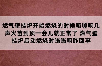 燃气壁挂炉开始燃烧的时候咯嘣响几声火苗到顶一会儿就正常了 燃气壁挂炉启动燃烧时嗡嗡响咋回事